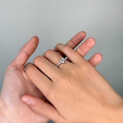 Bague 54 Solitaire accompagné - Or blanc et Diamant 1,27 cts 58 Facettes 250343R-120398R