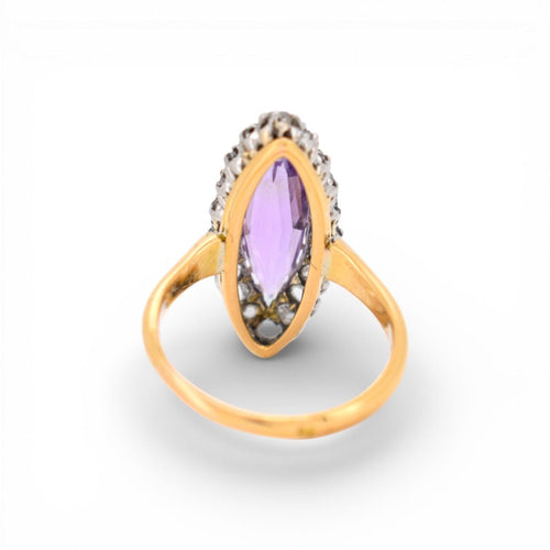 Bague 50 Bague Marquise Antique – Or 18K, Améthyste Naturelle et Diamants | Belle Époque (1910) 58 Facettes 464