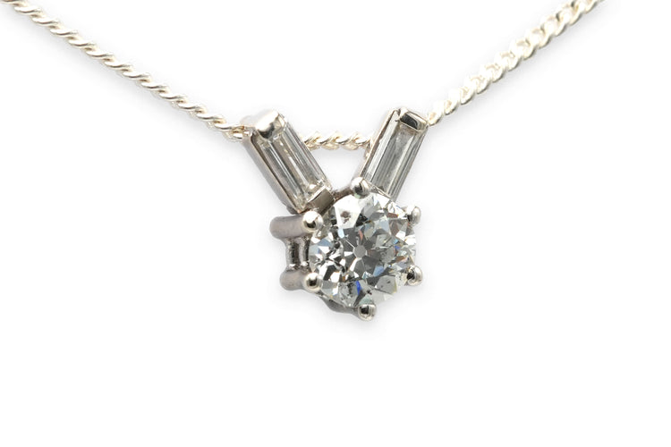 Pendentif Années 70 serti de diamants en or blanc 18 carats