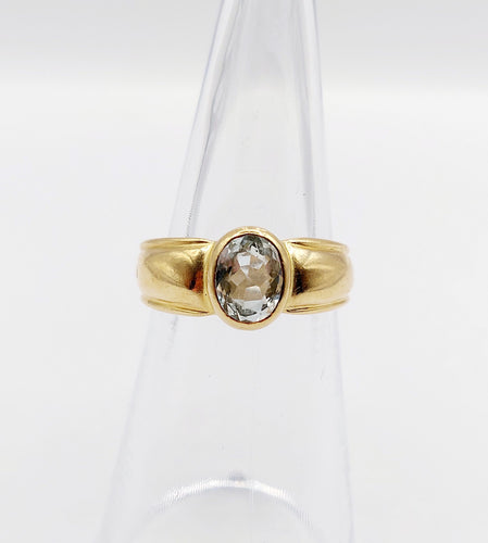 Bague 49 Bague jonc vintage or jaune 18k aigue marine de 0,70 carats 58 Facettes A06182