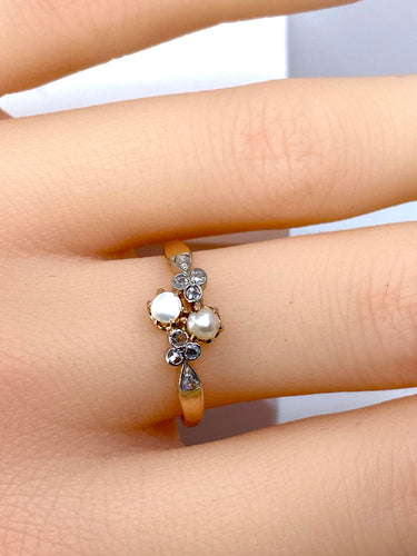 Bague or perles diamants vers 1900