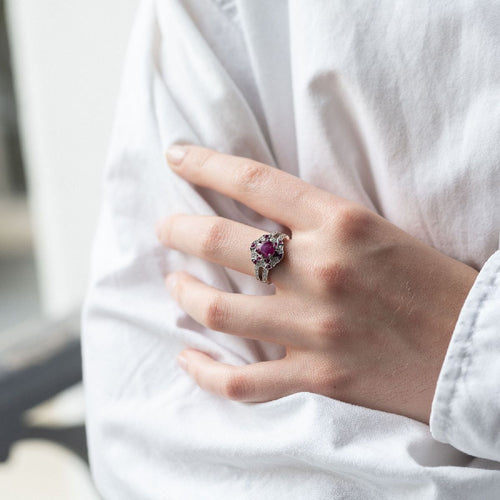 Bague Pompadour or blanc rubis