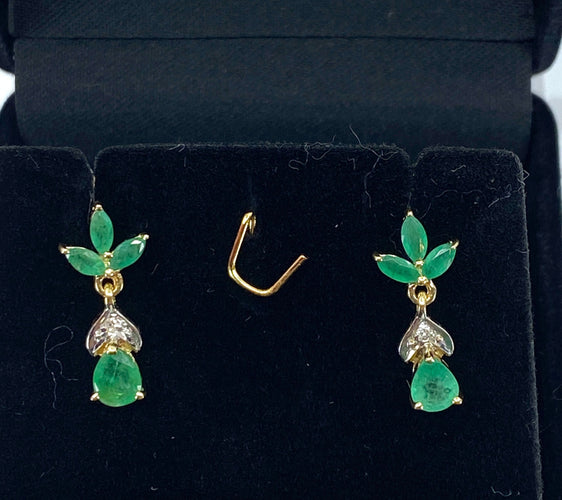 Boucles d'oreilles Boucles d’oreilles en or jaune, émeraudes et diamants 58 Facettes AB641