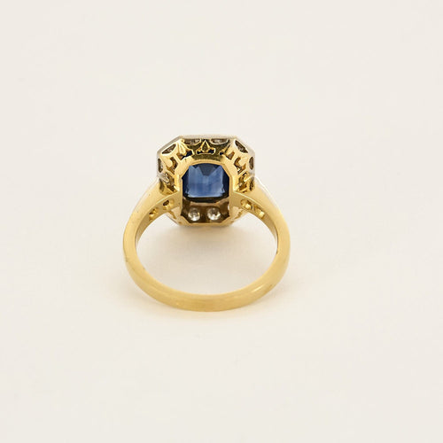 Bague 53 Bague en or jaune, or blanc, saphir et diamants 58 Facettes COG0719