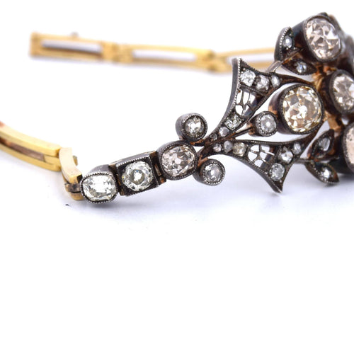 Bracelet Bracelet ancien en or rose et argent avec diamants 58 Facettes
