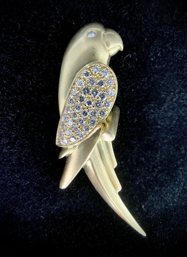 Broche Broche or jaune perroquet sertie de 1,10 carats 58 Facettes