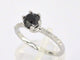 Bague 54 Bague en or blanc avec un diamant noir taille brillant et des diamants blancs 58 Facettes 2222
