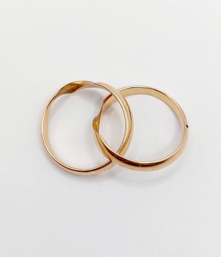 Bague 55 Alliance jumelées victorienne or rose gimmel (circa 1896) antique 58 Facettes A05213