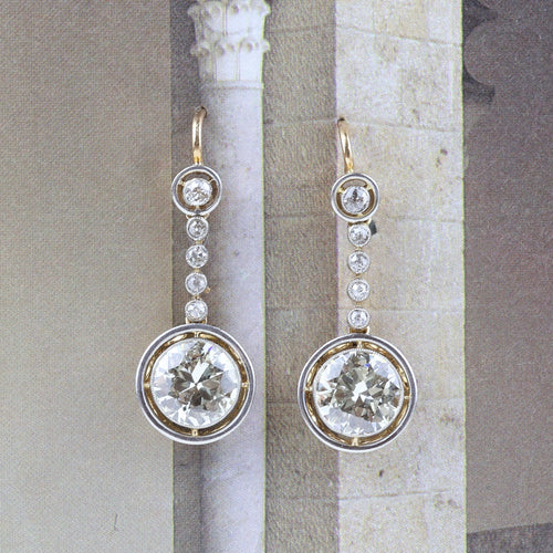 Boucles d'oreilles Boucles d'oreilles vintage en or jaune du XXe siècle avec diamants naturels 58 Facettes