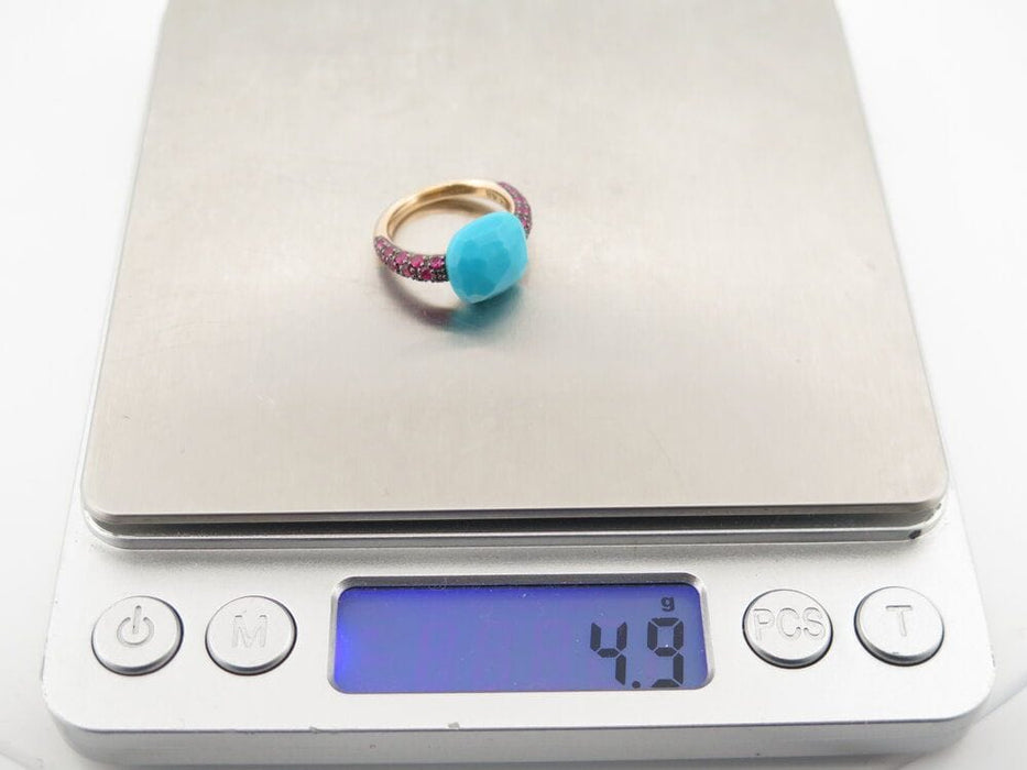 Bague 47 bague POMELLATO capri turquoise & rubis t47 en or rose 18k boite 58 Facettes 265806