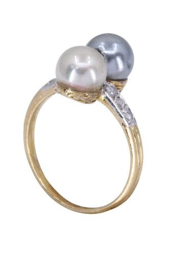 Bague BAGUE PERLES ET DIAMANTS ART-NOUVEAU 58 Facettes 094681