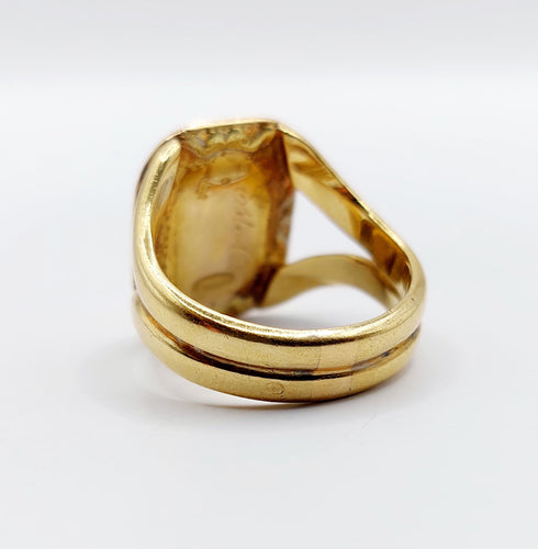 Bague 54 Chevalière antique or jaune monogrammée "Esto vir" 58 Facettes A05725