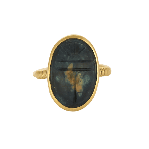 Bague 52 Bague scarabée en or jaune et pierre décorative 58 Facettes DADB-11