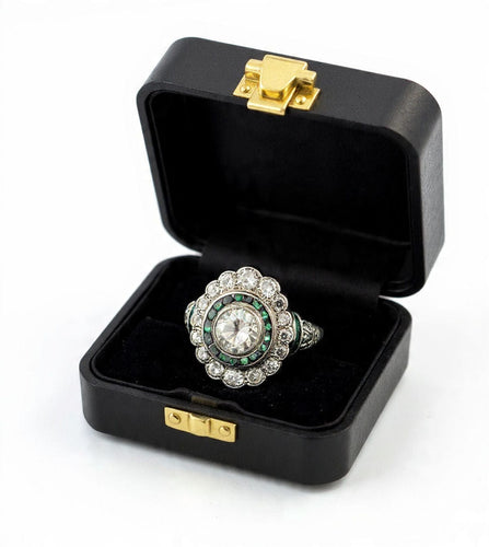 Bague Bague en platine sertie de diamants et d'émeraudes (47/26 A 09/26) 58 Facettes