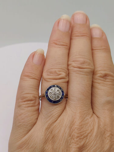 Bague 54 Bague art deco en platine ornée de saphirs et diamants 58 Facettes