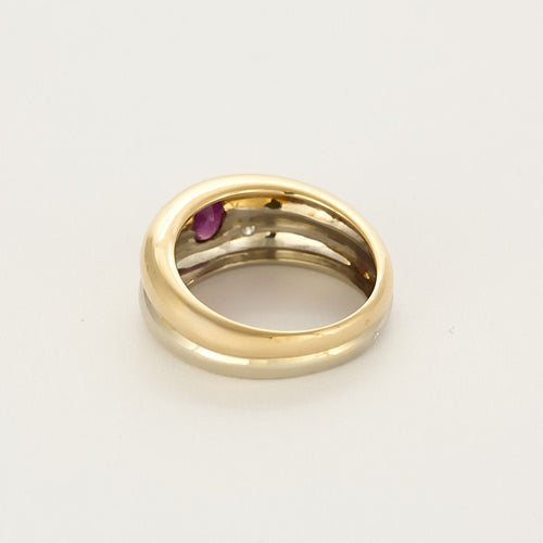 Bague 52,5 Bague double jonc en or jaune et or gris, rubis et diamants 58 Facettes VER0120