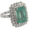 Bague 51 Bague cluster avec émeraude colombienne naturelle certifiée HRD de 3,45 cts en or blanc 58 Facettes E24