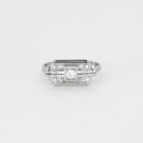 Bague 55 Bague Art Déco platine diamants 58 Facettes