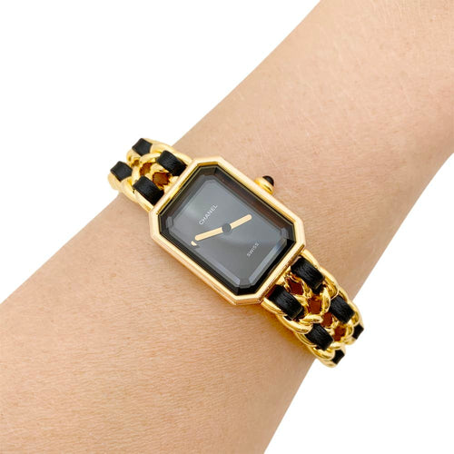 Montre Montre Chanel, "Première", plaqué or, cuir. 58 Facettes 34816