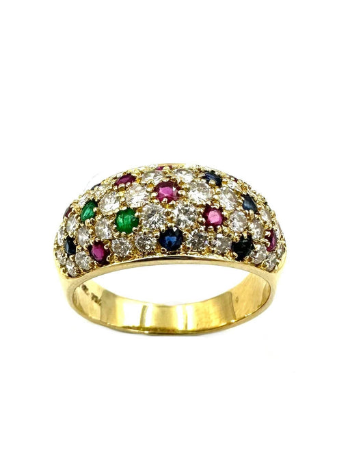 Ring 57 Vintage Tutti Frutti Jonc Ring gold, diamonds, rubies, sapphires and emeralds 58 Facettes