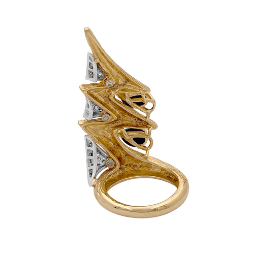 Bague 52 Bague "éclair" deux tons d'or 750/000, lapis lazuli et diamants. 58 Facettes 34722