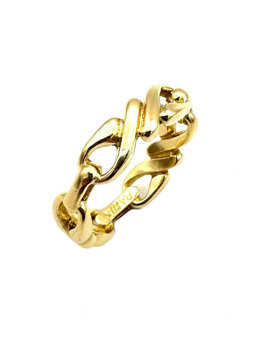 Bague 57 HERMES. Bague vintage or jaune 18K 58 Facettes