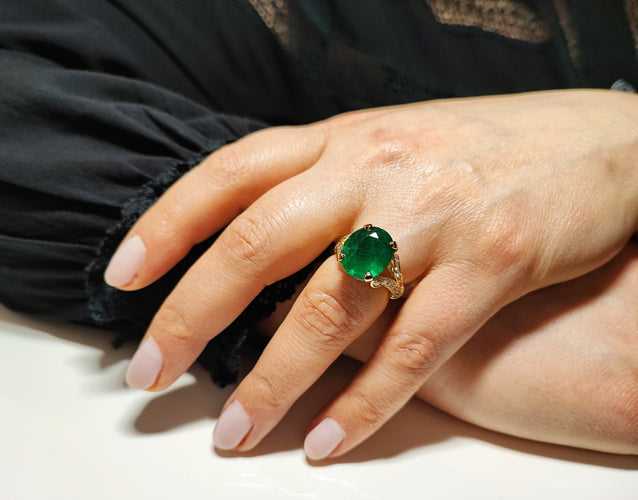 Bague 54 Bague émeraude diamants 58 Facettes BAG.EMER.XL