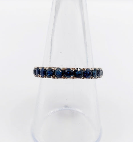 Bague 56 Alliance américaine art deco or blanc 14k saphirs bleus naturels 58 Facettes A06112