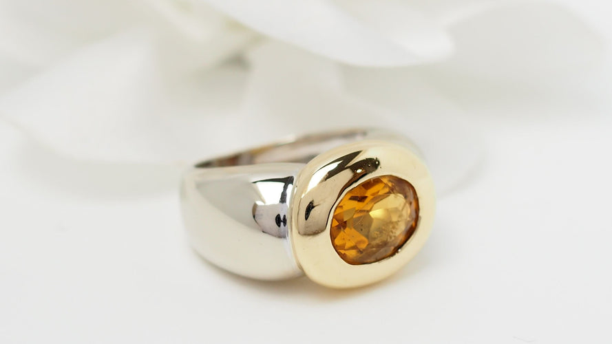 Bague 52.5 Bague ou citrine bicolore 58 Facettes 32557
