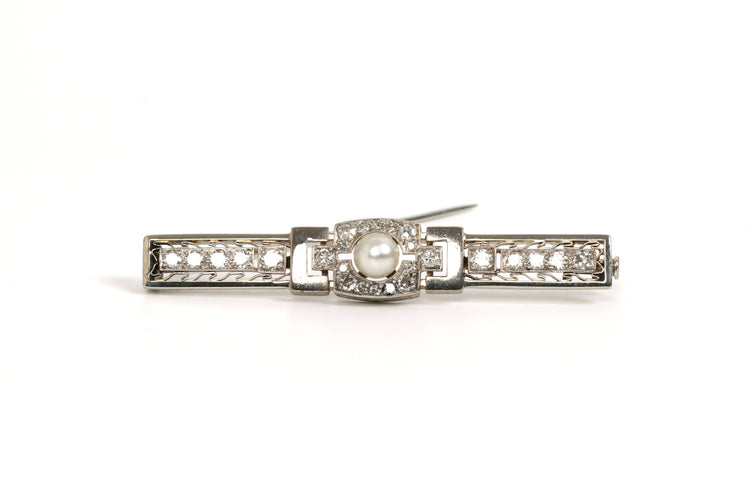 Broche Broche Art Déco en or blanc 18 carats sertie de diamants "taille" brillant (+-0.366ct) 58 Facettes B466