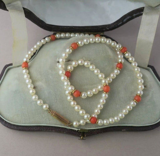 Collier Collier choker or rose perles de culture Akoya corail 58 Facettes