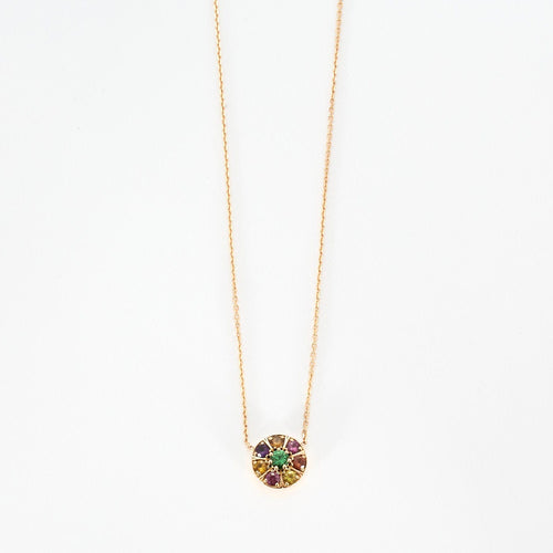 Collier Collier or rose serti de saphir multi-couleur 58 Facettes