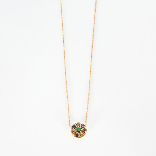 Necklace Rose gold necklace set with multi-colored sapphire 58 Facettes