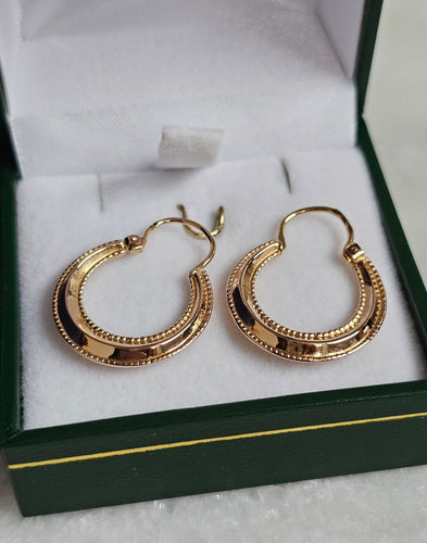 Boucles d'oreilles Créoles or rose, biseautées et perlées 58 Facettes 700