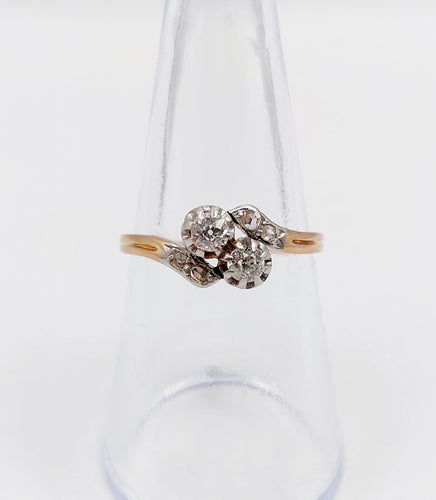 Bague toi et moi or rose, diamants taille ancienne (circa 1900) 58 Facettes A06235