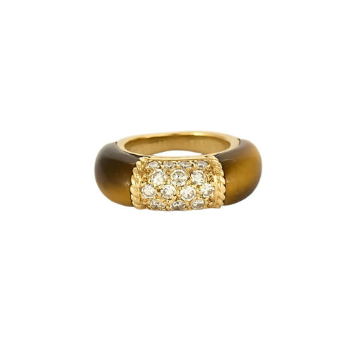 Bague 45 VAN CLEEF & ARPELS - Bague philippines or jaune oeil de tigre et diamants 58 Facettes