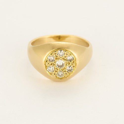 Bague 50 Bague type chevalière en or jaune et diamants 58 Facettes BEA3623
