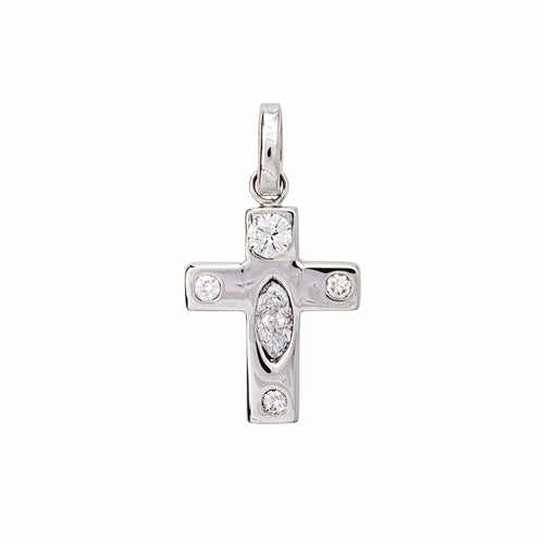 Pendentif Pendentif  Croix Or blanc Diamant 58 Facettes 4608587CN