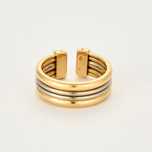 Bague 55 Bague ouverte or jaune et gris 58 Facettes AUX1012