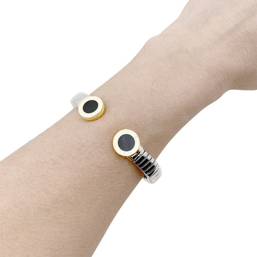 Bracelet Bracelet Bulgari, "Bulgari-Bulgari", acier, or jaune et onyx. 35154 58 Facettes 35154