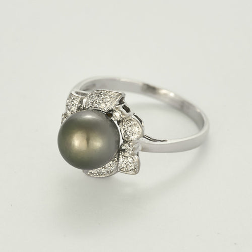 Bague des Iles or blanc, perle de Tahiti
