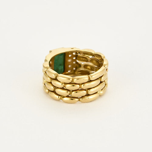 Bague 55 Bague en or jaune, émeraude et diamants 58 Facettes B240805