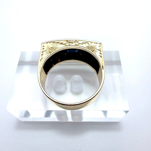 Bague 59 Bague vintage en or jaune et platine avec saphir et diamants 58 Facettes 50394