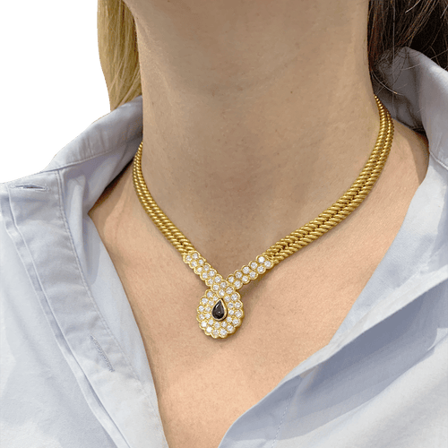 Collier Collier Van Cleef & Arpels, or jaune, saphir, diamants. 58 Facettes 34594