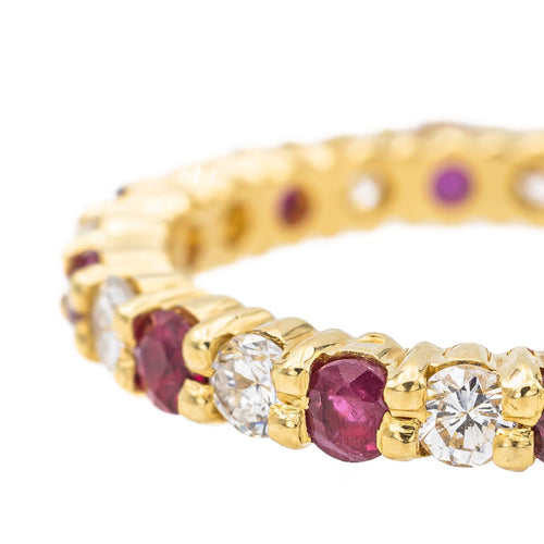 Bague 51 Bague Alliance américaine Or jaune Diamant, Rubis 58 Facettes 2999661CN