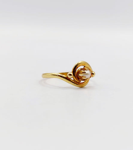 Bague 41 MINI bague antique or perle et monture tourbillon (circa 1900) 58 Facettes A06300