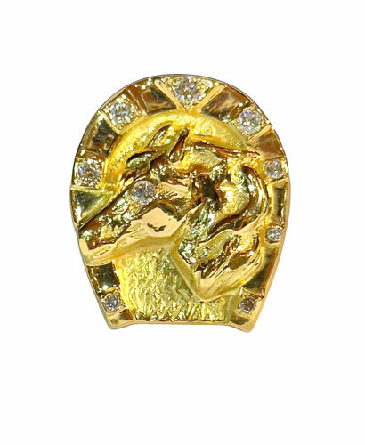 Bague 66 Bague or jaune et diamants , Fer à cheval 58 Facettes