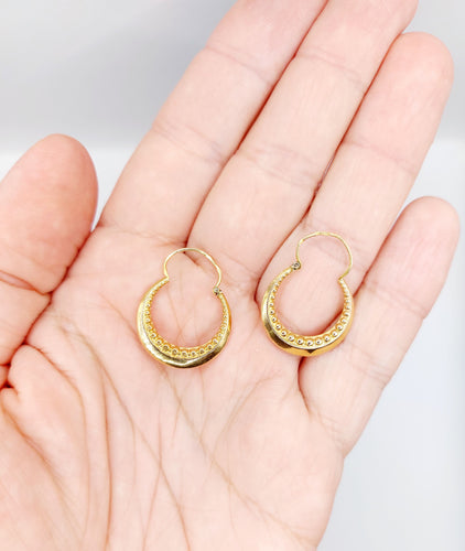 Boucles d'oreilles Créoles vintage art déco or rose 58 Facettes A05806