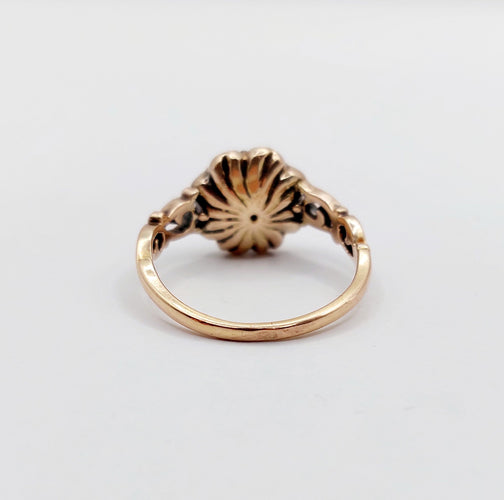 Bague 55.5 Bague marguerite victorienne or rose, diamants taille rose sur paillon (1870) 58 Facettes A06361