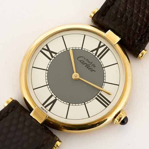 Montre CARTIER - Montre Modèle Vendôme Must en argent plaqué or cadran "deux tons" gris et blanc 58 Facettes